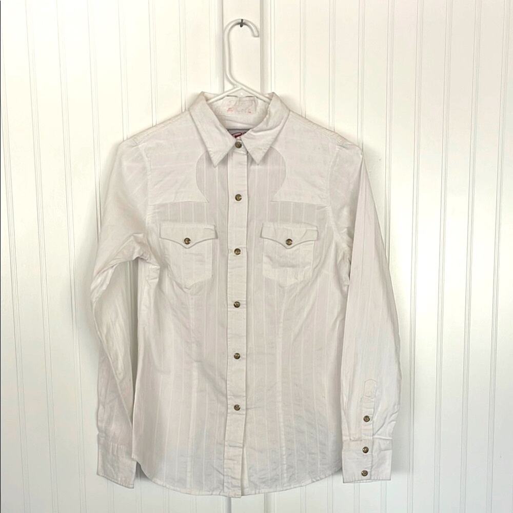 Vintage Roper White Western Shirt Casual Button Down Textured Snap Buttons Small